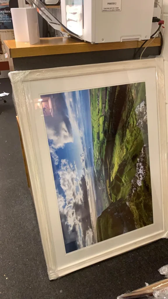 Framed artwork and prints in the Get It Framed NI studio