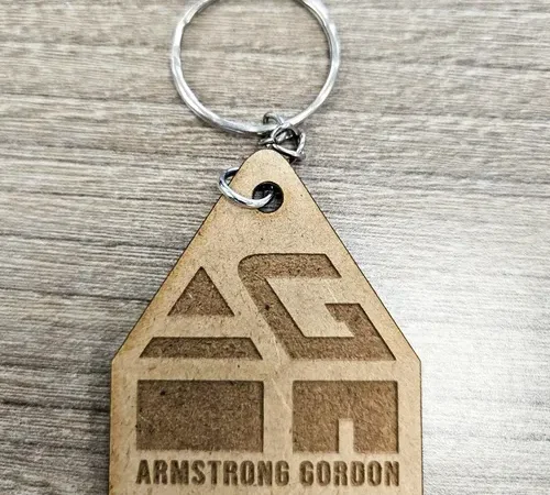 Laser engraved wooden keyring