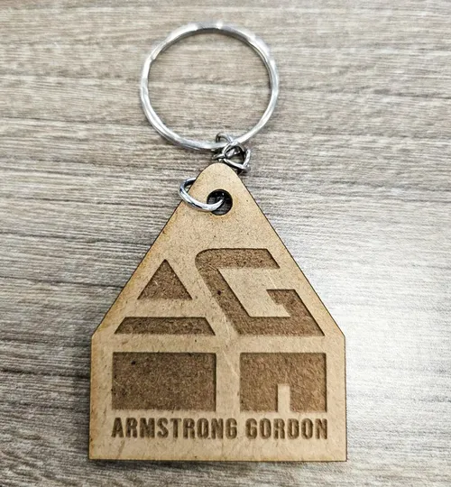 Laser engraved wooden keyring